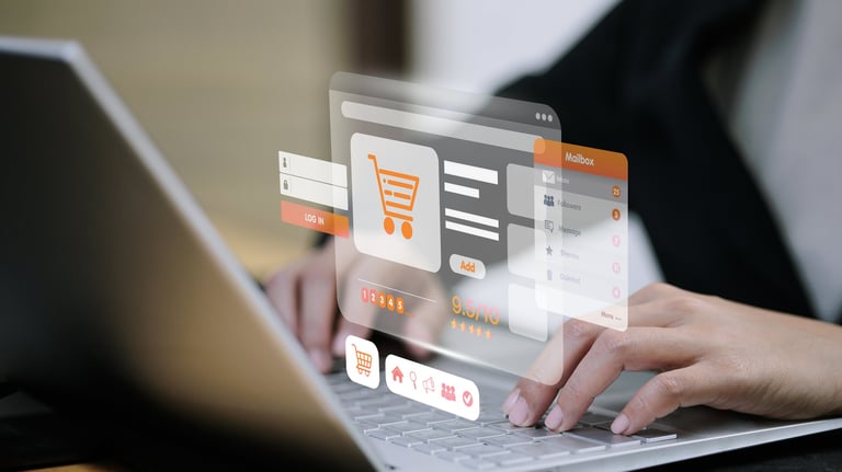 E-commerce website on laptop
